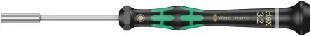Produktfoto 1 von Wera 3.2 mm Sechskant Steckschlüssel-Handgriff Schließer (NO), Länge 157mm / Klinge 60 mm
