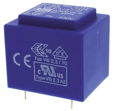 Produktfoto 1 von Block Printtrafo, Trafo 230 V ac / 2 x 12 V ac 2 Ausg. 2.3 VA 32.3 mm x 29mm x 27.3 mm 0.11 kg Stift