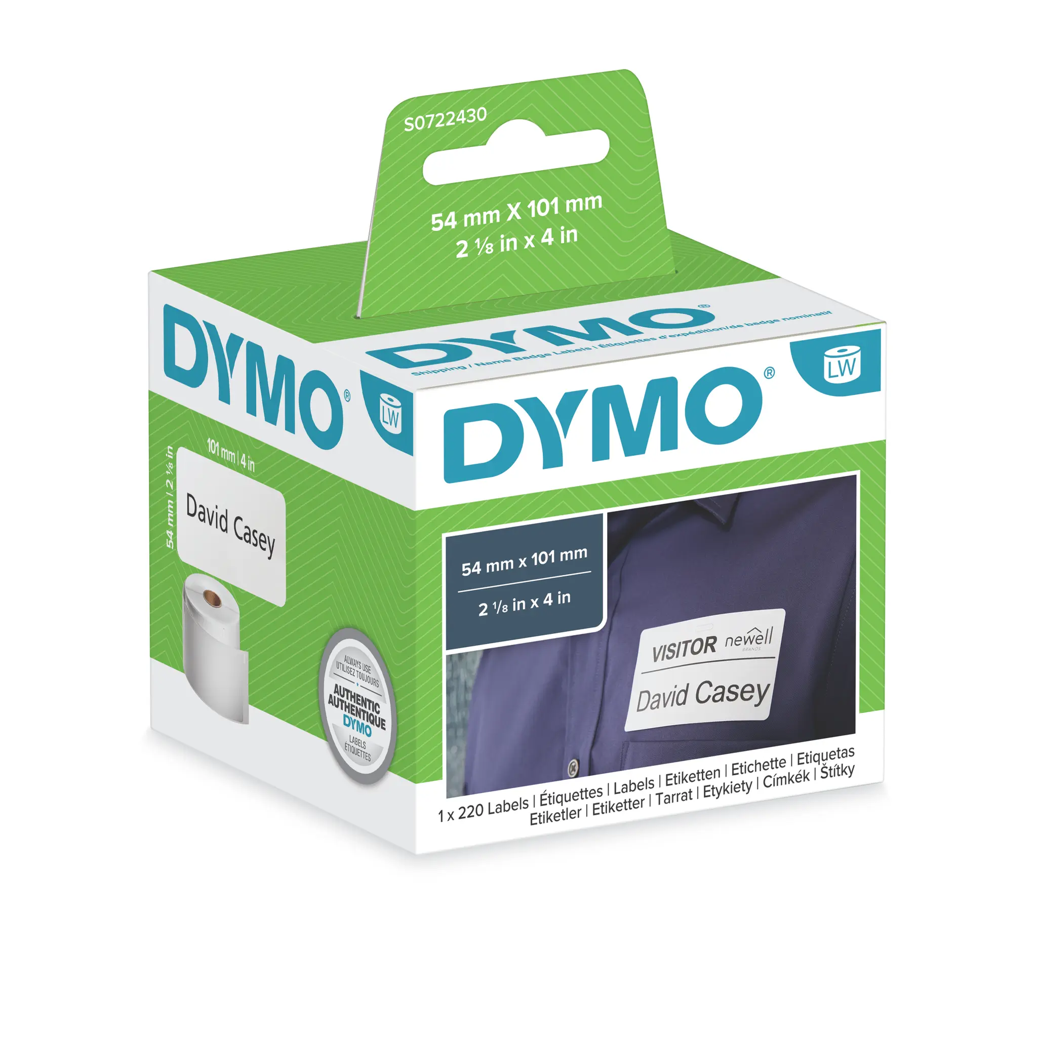 Dymo Etikette auf Rolle B. 101 mm für Dymo 450 DUO, Dymo Wireless, Dymo 4XL, Dymo 450, Dymo 450 Twin Turbo, Dymo 450