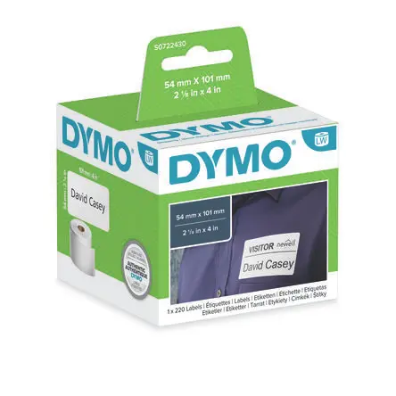 Produktfoto 1 von Dymo Etikette auf Rolle B. 101 mm für Dymo 450 DUO, Dymo Wireless, Dymo 4XL, Dymo 450, Dymo 450 Twin Turbo, Dymo 450