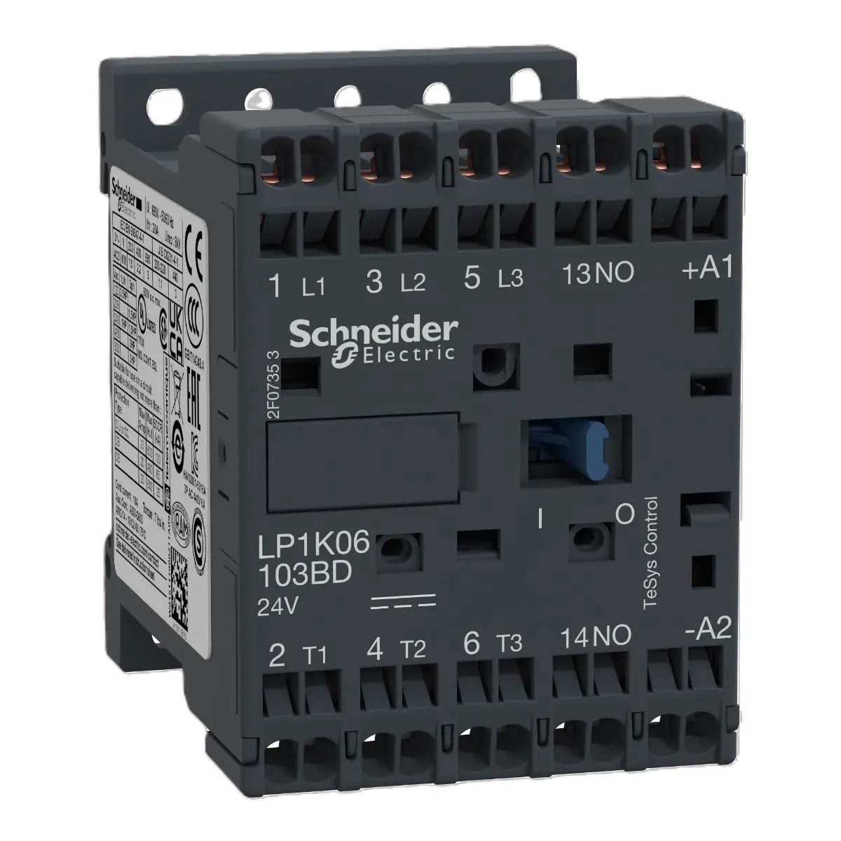 Produktfoto 1 von Schneider Electric LP1K Schütz 24 V dc-Spule, 3-polig, 690V ac / 6 A 24 V dc 3 kW 3 Schließer Motorsteuerung
