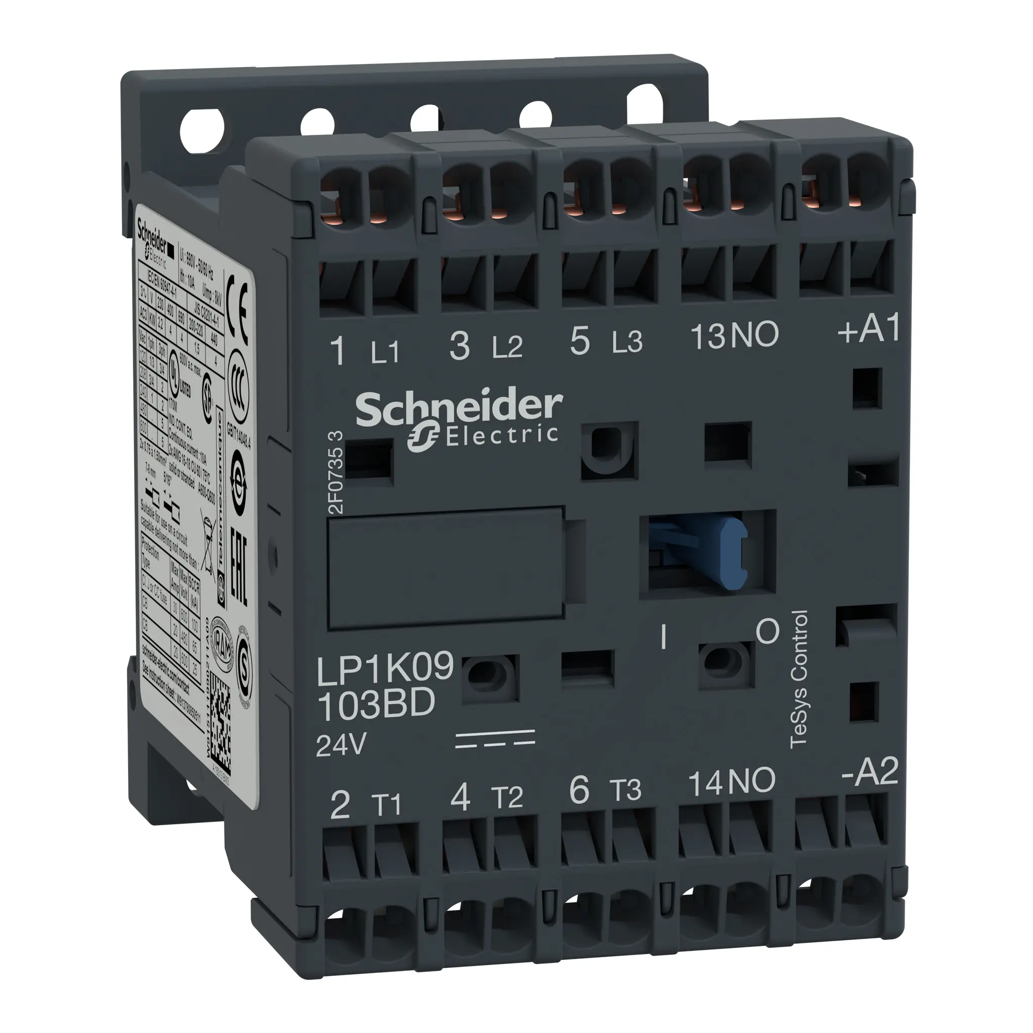 Produktfoto 1 von Schneider Electric LP1K Schütz 24 V dc-Spule, 3-polig, 690V ac / 9 A 24 V dc 4 kW 3 Schließer Motorsteuerung