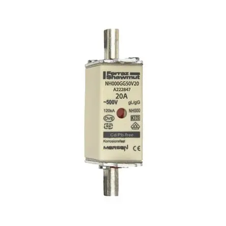 Produktfoto 1 von Mersen NH-Sicherung NH000, 500V ac / 20A, gG IEC, DIN
