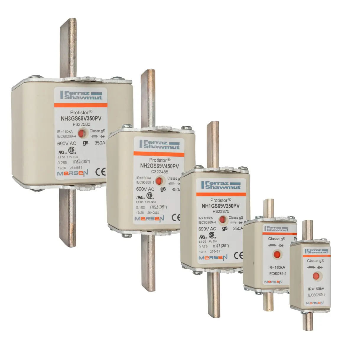Produktfoto 1 von Mersen NH-Sicherung NH000, 690V ac / 80A FF, gS DIN 43653, IEC 60269-4