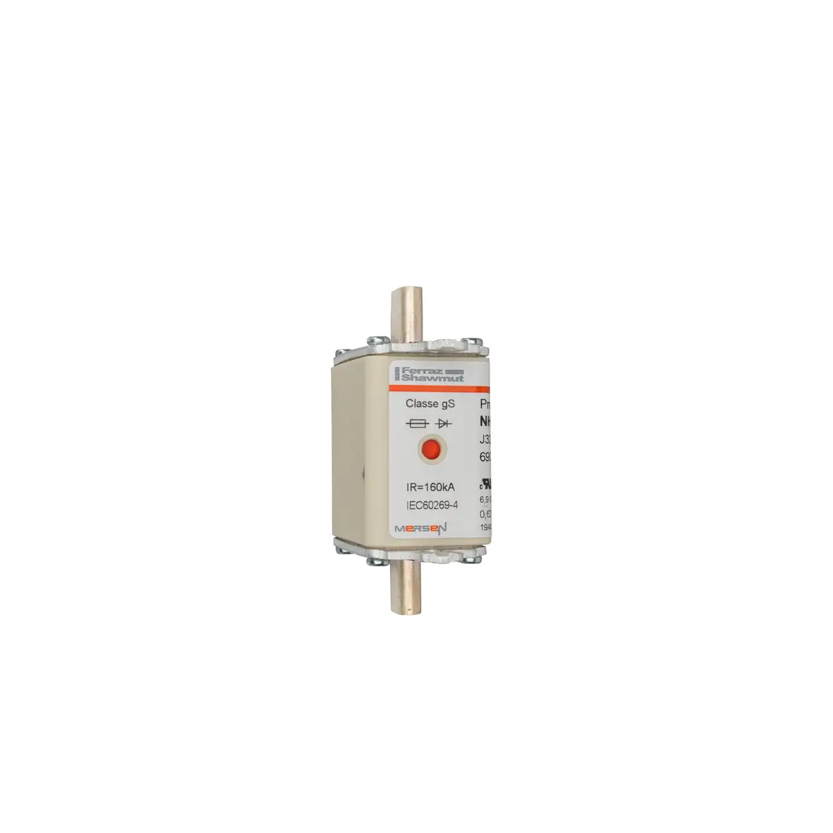 Produktfoto 1 von Mersen NH-Sicherung NH00, 690V ac / 160A FF, gS DIN 43653, IEC 60269-4