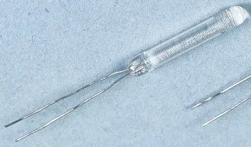 Produktfoto 1 von Correge Pt100 Widerstandsthermometer Glas Ø 3 mm 2 x 10 mm Classe A, -200 °C → 450 °C, 16 mm Leitung
