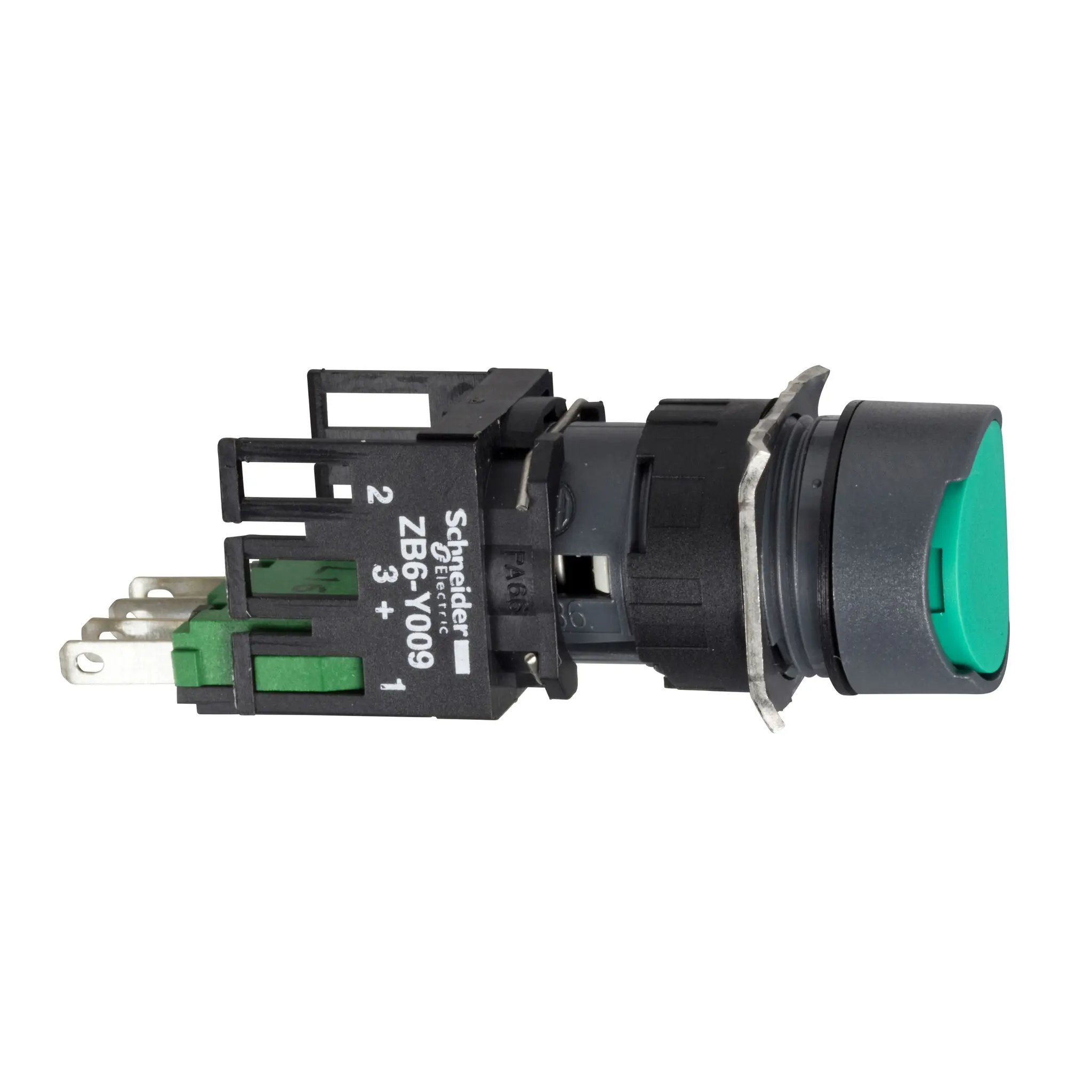 Schneider Electric Harmony Druckschalter Grün Federrückstellung Panel Ø 16 mm, 1 Schließer/1 Öffner, IP65