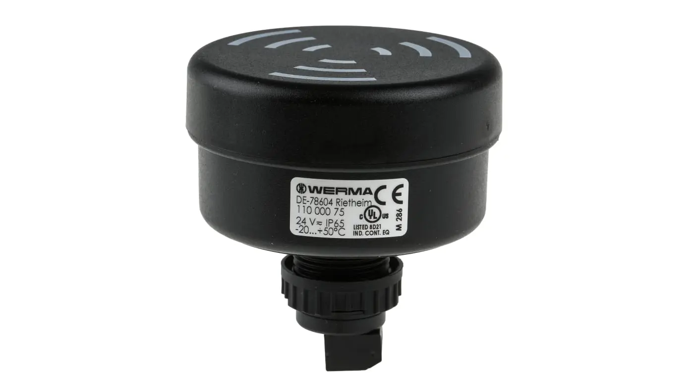 Produktfoto 1 von Werma Akustischer Warnmelder IP65 24 V 8-Ton 100dB Schwarz, Ø 72 mm
