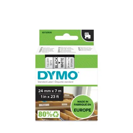 Produktfoto 1 von Dymo Beschriftungsband Schwarz für Dymo, mobiles Etikettiergerät, Dymo 500TS auf Weiß 7 m 24 mm