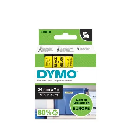 Produktfoto 1 von Dymo Beschriftungsband Schwarz für Dymo, mobiles Etikettiergerät, Dymo 500TS auf Gelb 7 m 24 mm