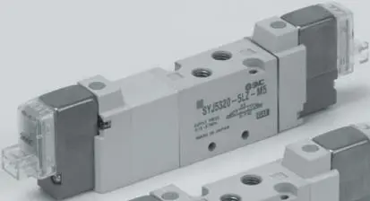 Produktfoto 1 von SMC SYJ5000 Pneumatik-Magnetventil 5/2 Einzelplatzinstallation M5, Magnet/Pneumatisch-betätigt 24V dc