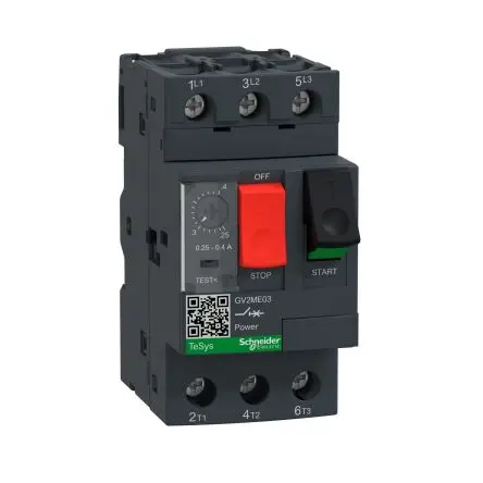 Produktfoto 1 von Schneider Electric GV2ME Motorschutzschalter, 0.25A, 0.4 A Schutzschalter 690V 89mm x 45 mm Motorschutzschalter mit