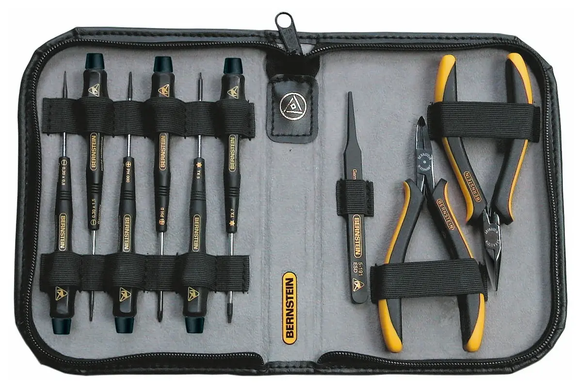 Produktfoto 1 von Bernstein VDE 1000V zugelassen ESD Werkzeugsatz, Tasche 9-teilig