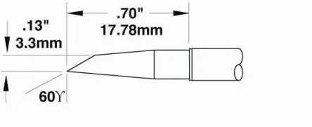 Produktfoto 1 von Metcal 17.78 mm Lötspitze 3.3 mm Angeschrägt 60 ° SMTC-1 für MX-H1AV, MX-H7SF, MX-RM3E, MX-RM6E.