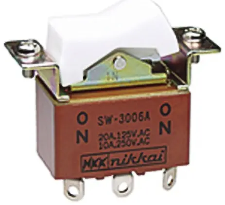Produktfoto 1 von NKK Switches Panel Wippschalter 2-poliger Umschalter Ein-Neutral-Ein Ein-Ein, 20A, IP66