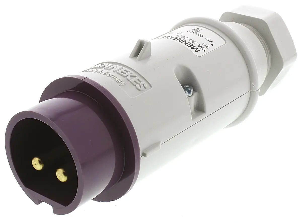 Produktfoto 1 von MENNEKES Leistungssteckverbinder Violett 2P, 20V, 25 V, Kabel Gerade IP44 16A