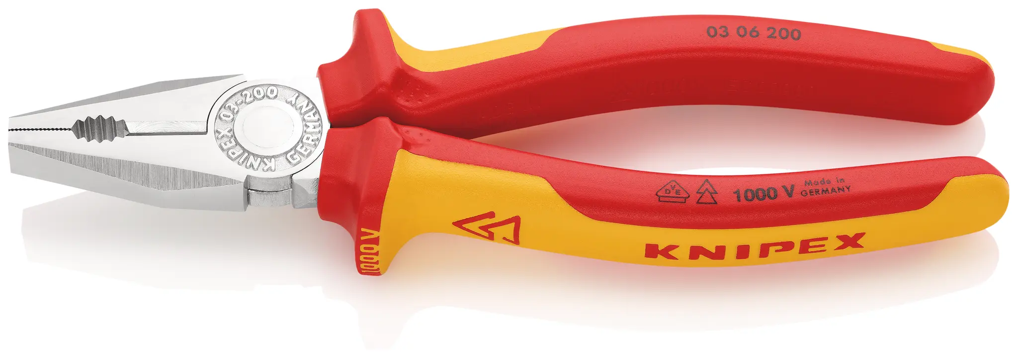 Produktfoto 1 von Knipex Rundzange Schneidkraft → Copper Cable: 13 mm Hard Wire: 2, 5 mm Medium Hard Wire: 3, 8 mm 200 mm VDE 1000V