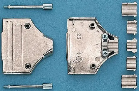 Produktfoto 1 von MH Connectors MHDM35 D-Sub-Gehäuse Abgewinkelt, 37-polig, D: D-Sub-Gehäuse Zugentlastung, Silber, Größe C, aus Zink