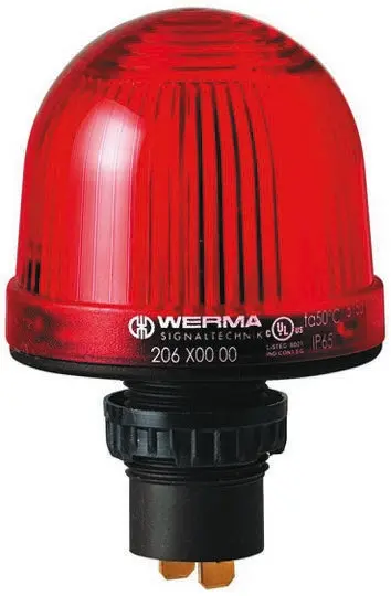 Produktfoto 1 von Werma EM 208 Xenon Blinkend Signalleuchte Rot, 230 V ac, Ø 58mm x 103mm