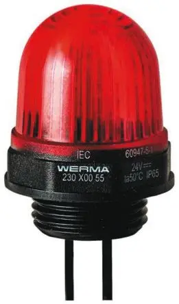 Produktfoto 1 von Werma EM 230 LED Dauer Signalleuchte 230V ac Rot Panel, Ø 29 mm x 154 mm IP65