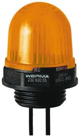 Produktfoto 1 von Werma EM 230 LED Dauer Signalleuchte 230V dc Gelb Panel, Ø 29 mm x 154 mm IP65