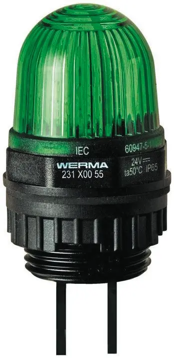 Produktfoto 1 von Werma EM 231 LED Dauer Signalleuchte Grün, 24 V dc, Ø 29mm x 152mm
