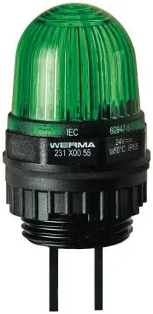 Produktfoto 1 von Werma EM 231 LED Dauer Signalleuchte 230V dc Grün Panel, Ø 29 mm x 152 mm IP65