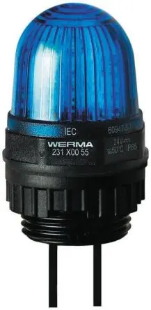 Produktfoto 1 von Werma EM 231 LED Dauer Signalleuchte 230V dc Blau Panel, Ø 29 mm x 152 mm IP65