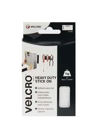 Produktfoto 1 von Velcro Klettband, 50mm x 100 mm, Weiß