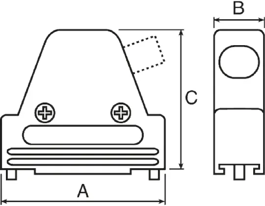 Produktfoto 1 von MH Connectors MHDVSL D-Sub-Gehäuse Abgewinkelt, 9-polig, D: D-Sub-Gehäuse Zugentlastung, Silber, Größe E, aus Zink