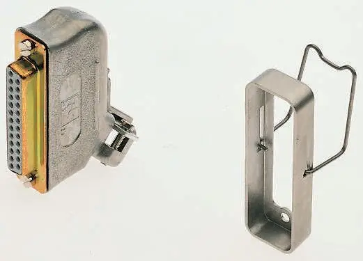 Produktfoto 1 von Cinch D-Sub-Gehäuse gewinkelt, 50-polig, D: D-Sub-Gehäuse Zugentlastung, Silber, Größe D, aus Massiver Druckguss