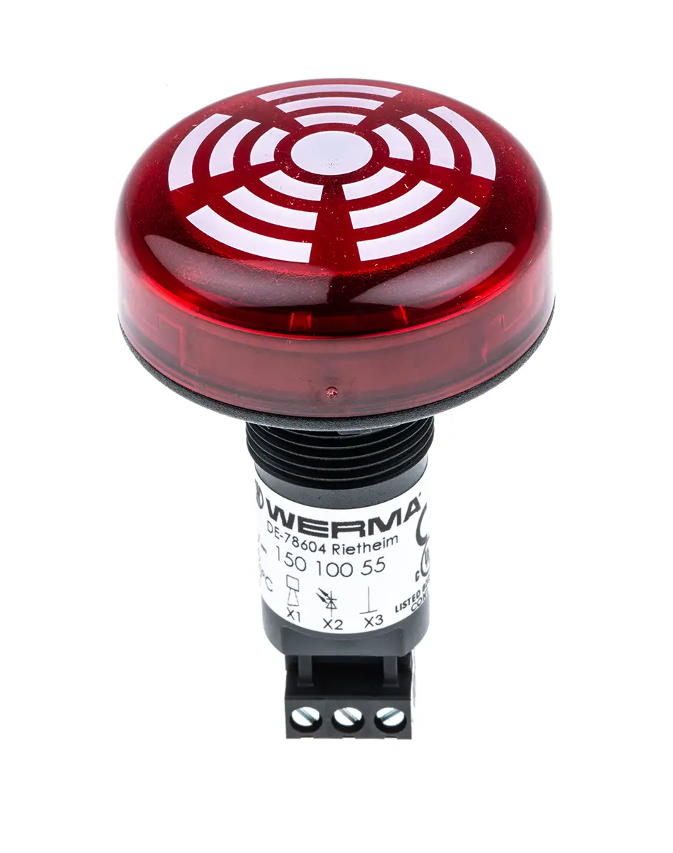 Produktfoto 1 von Werma 150 LED Dauer-Licht Summer-Signalleuchte Rot, 24 V