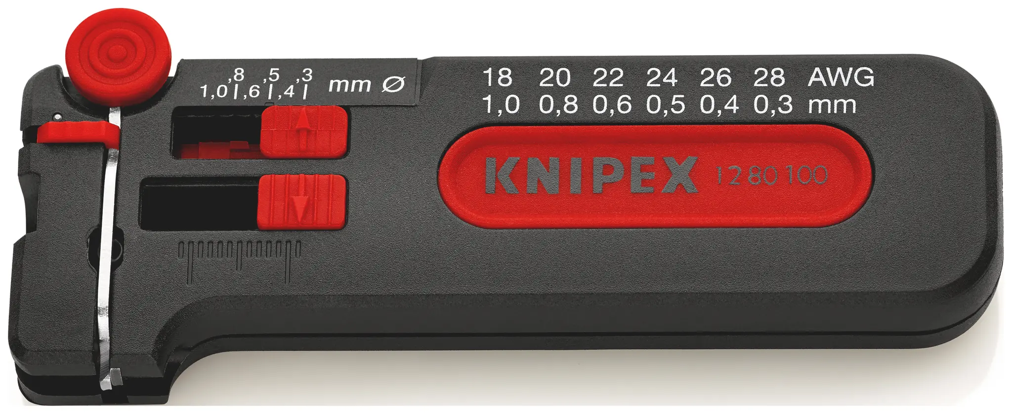 Produktfoto 1 von Knipex 12 80 100 SB Mini-Abisolierzange, Dünne Leiter 0.25-0.8 mm, 100 mm