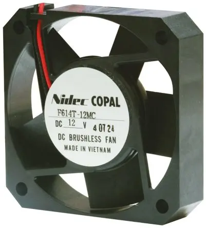 Produktfoto 1 von Nidec Components F614T Axiallüfter, Hülse, 24V dc / 42 W, 7200 U/min, 33 m³/h 62 mm 62mm 14.5 mm