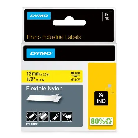 Produktfoto 1 von Dymo Beschriftungsband Schwarz für Rhino 5200, Rhino 4200, Rhino 6000 auf Gelb 3.5 m 12 mm