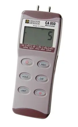 Produktfoto 1 von Chauvin Arnoux CA 850 Differenzial Druckmessgerät 2 ±0.3 % Leckprüfung, 0 bar → 6.89 bar