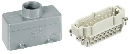 Produktfoto 1 von HARTING Han E Stromversorgungssteckverbinder in robuster Ausführung Panel 16A Schraubbefestigung Stecker 16-polig, 500V