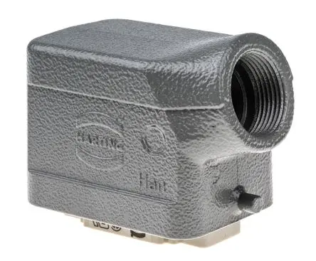 Produktfoto 1 von HARTING Han E Stromversorgungssteckverbinder in robuster Ausführung Panel 16A Schraubbefestigung Stecker 6-polig, 500V