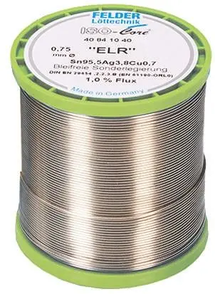 Felder Lottechnik Draht Lötzinn bleifrei 95.5 %Sn 0 %Pb 0.7 %Cu 3.8 %Ag, 217 °C, Ø 0.75 mm / 250 g