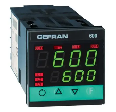 Produktfoto 1 von Gefran 600 PID Temperaturregler Panel 2, 3 x Relais Ausgang/ Stromwandler, PTC, Widerstands-Temperaturfühler (RTD),