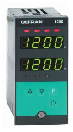 Produktfoto 1 von Gefran 1200 PID Temperaturregler Panel 2, 2 x Relais Ausgang/ PTC, Widerstands-Temperaturfühler (RTD), Stromwandler,