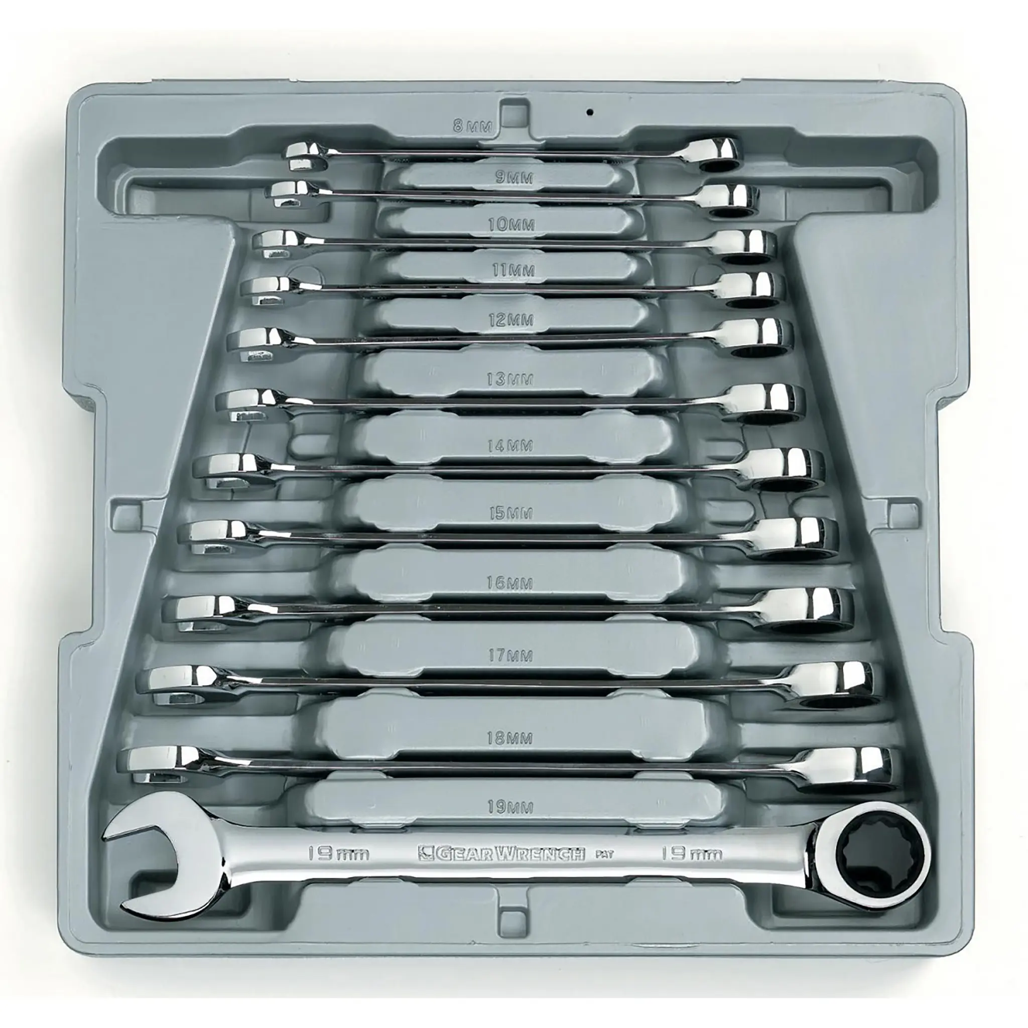 Produktfoto 1 von GearWrench Schraubenschlüsselsatz Ratschenschlüsselsatz Legierungsstahl, 12-teilig 8 to 19 mm