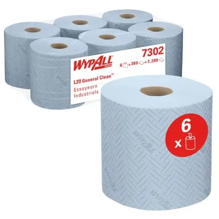 Produktfoto 1 von WYPALL WypAll L20 Industrial Papierhandtuch Rolle, 200 x 380 mm 2, 380-Blatt