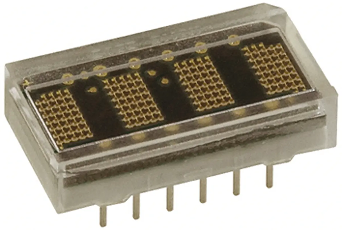 Produktfoto 1 von Broadcom HCMS-39xx LED-Anzeige Punktmatrix 4 Zeichen, Grün 574 nm 1mcd Zeichenbreite 2.5 mm Zeichenhöhe 4.6 mm