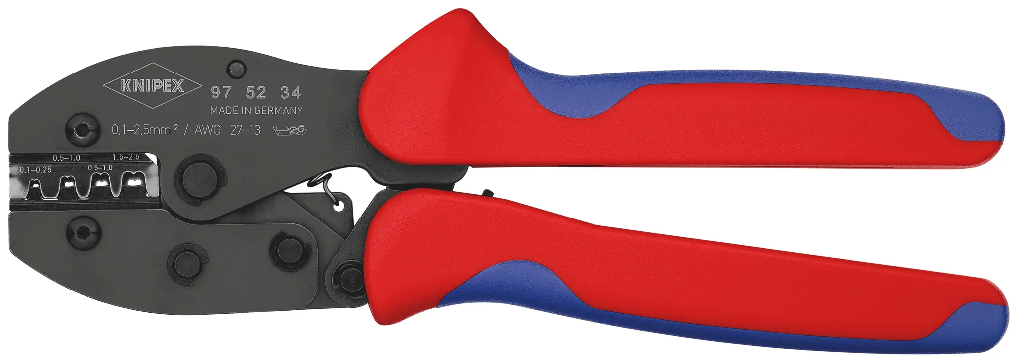 Produktfoto 1 von Knipex Crimp-Werkzeug für Unisolierte offene Trommelklemmen, 220 mm