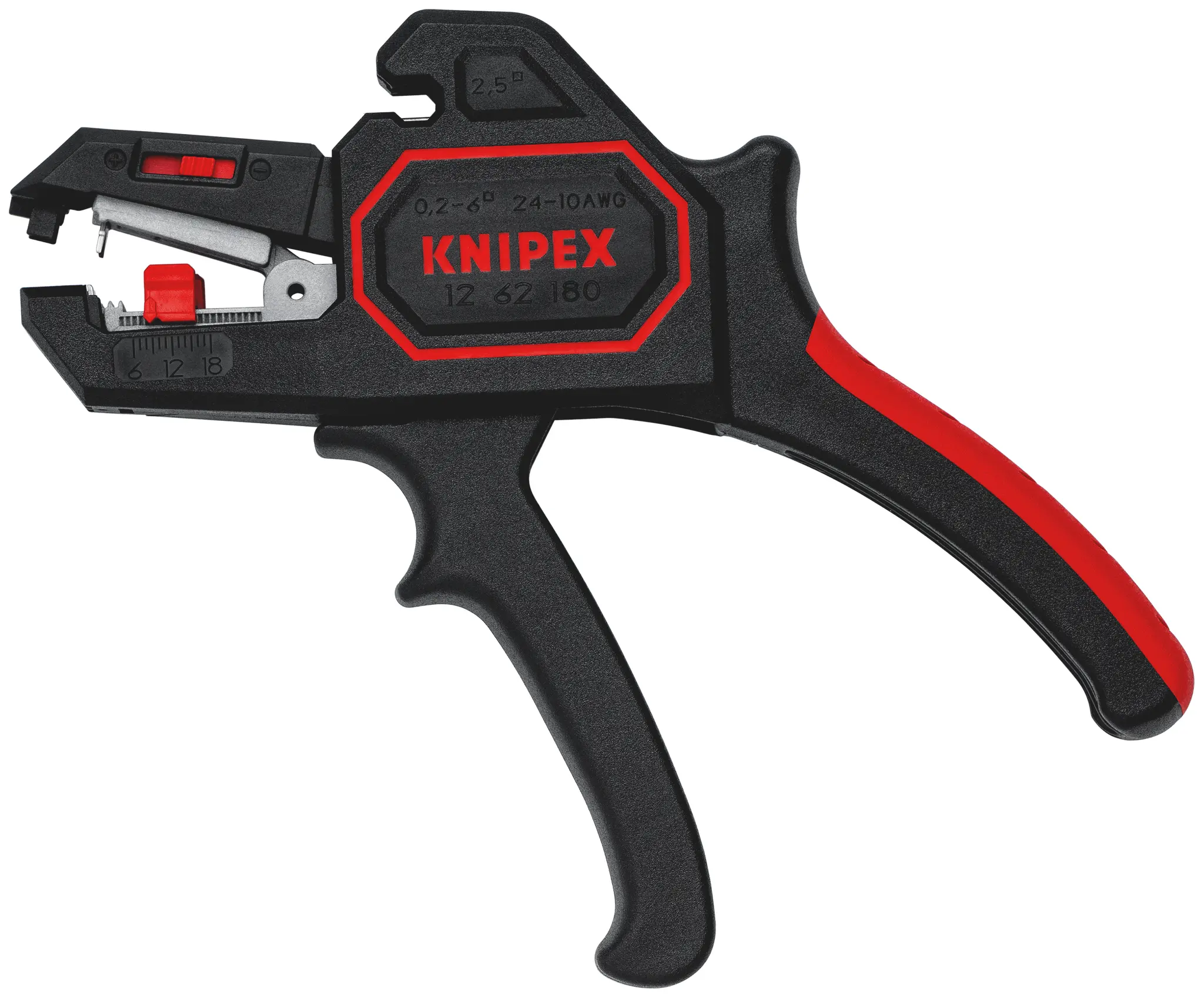Produktfoto 1 von Knipex 12 62 180 Automatischer Abisolierer, Einzelader, Multi-Core 0.2-6.0 mm², 180 mm