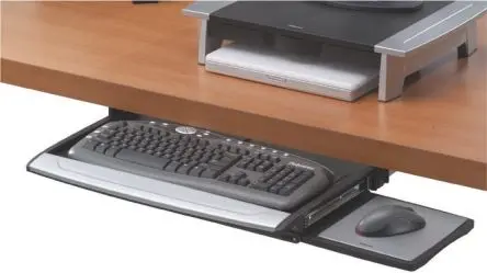 Produktfoto 1 von Fellowes Tastaturschublade, Silber, Schwarz, 63.5 mm x 784.2mm x 357.2 mm Integrierte Handgelenkstütze