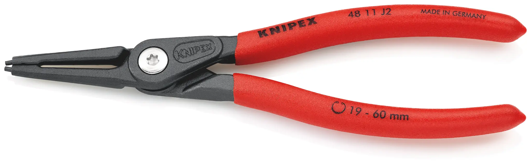 Produktfoto 1 von Knipex Sicherungsringzange Gebogene Spitze 180 mm 19 To 60 mm Schließer (NO)