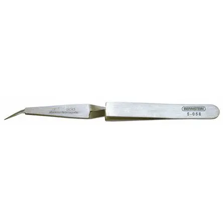 Produktfoto 1 von Bernstein Edelstahl Pinzette, 120 mm Geknickt, Spitze , Spitze Spitz Antimagnetisch