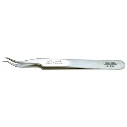 Produktfoto 1 von Bernstein Edelstahl Pinzette, 120 mm Gebogen, Spitze Sichel; Spitz Antimagnetisch